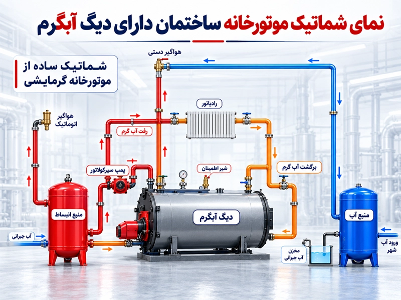 موتورخانه ساختمان دارای دیگ آبگرم